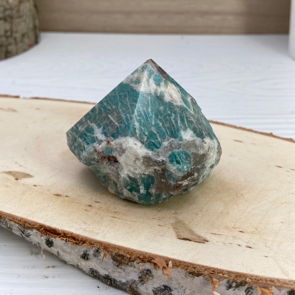 Amazonite Generator Point, Rough and Polished - Picture 4 of 10